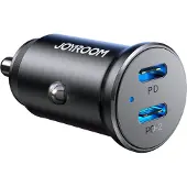 JOYROOM 30W Mini Autolader - Dual Port 2x USB-C Snellaadpoorten - Zwart