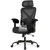 UEV Ergonomische Bureaustoel, tot 220 kg, Gamingstoel, Schommelfunctie, Zwart