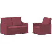 vidaXL Bankstel 2 pcs Wijnrood Stof