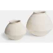 Loberon Vaas set van 2 Torovina crème