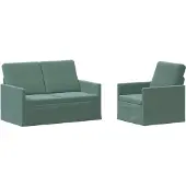 vidaXL Bankstel 2 pcs Zeegroen fluweel