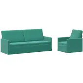 vidaXL - Bankstel - 2 - pcs - Turquoise - fluweel