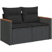 VMP Moderne Loungeset Tuinbank - Zwart Polyrattan
