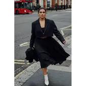 Trendyol Dames Zwart Effen Lang Regular fit Grote maten Blazers