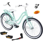DaviBikes Molli – Kinderfiets – 24 inch – 1 versnelling – Terugtraprem – 130-165 cm – Mintgroen – Meisje