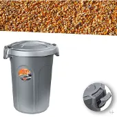 Stefanplast Afvalemmer - "Jerry" - Voerton - Prullenbak - Ton met deksel - 23 Liter - Zilver - Grijs