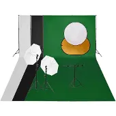 vidaXL Fotostudioset met verlichtingsset achtergrond en reflector