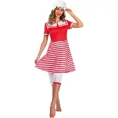 Amscan zwemjurk jaren 20 dames polyester rood/wit 3-delig