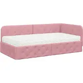 vidaXL Hoek Bed Frame Roze 90 x 190 cm Fluweel