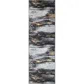 vidaXL Tapijt Runner LESAKA Zwart en Goud 100 x 200 cm Diamantvelvet