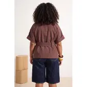 Trendyol Dames Bruin Effen Kort Regular fit Grote maten Blazers