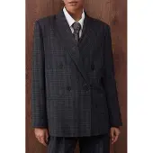 Trendyol TRENDYOLMİLLA Dames Grijs Geruit Lang Oversized Blazers