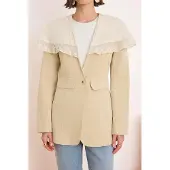 Trendyol Modest Dames Beige Effen Lang Getailleerd Modest Blazers
