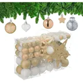 Famanu – Set van 101 onbreekbare kerstballen champagne/wit