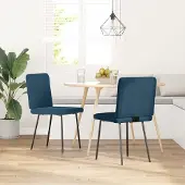 Merkloos Set van 2 Fluwelen Eetkamerstoelen in Blauw