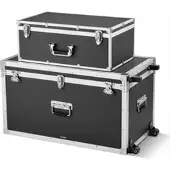 OEM VEVOR 2 stuks transportkoffer, opbergkoffer, opbergbox, afsluitbaar, grote opbergbox (816 x 452 x 460 mm) met wielen en 3 metalen handgrepen, transportkoffer met deksels voor woning, zwart