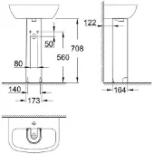 GROHE Bau Ceramic wastafelzuil, Alpine Wit