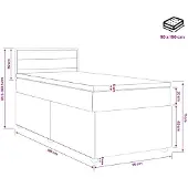 vidaXL Boxspringbed met matras, donkergrijs, 90 x 190 cm, gestoffeerd