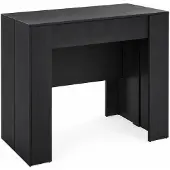 OEM Uittrekbare console tafel, 300 cm, 14 plaatsen, zwart melamine