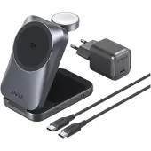Anker MagGo 3-in-1 Vouwbare Draadloze Oplader 25W Zwart