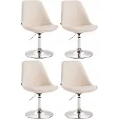 CLP Set van 4 eetkamerstoelen Maverick, kunstleer, draaibaar en traploos verstelbaar, kleur crème, frame in chroom