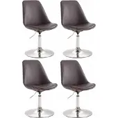 CLP Set van 4 eetkamerstoelen Maverick, kunstleer, draaibaar en traploos verstelbaar, bruin, met chroomkleurig frame