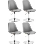 CLP Set van 4 eetkamerstoelen Maverick, kunstleer, draaibaar en traploos verstelbaar, grijs, frame in chroom