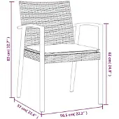 vidaXL Tuinstoelen met kussens, 2 stuks, zwart, 56,5x57x83cm, polyrotan