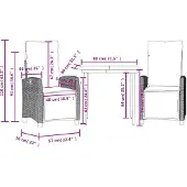 vidaXL 3-delige tuinset met kussens, zwart, polyrotan