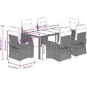 vidaXL 7-delige tuinset met kussens, zwart, van polyrotan