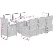 vidaXL 9-delige tuinset met kussens, beige, van polyrotan