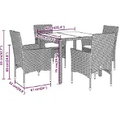 vidaXL 5-delige Tuinset met kussens poly rattan en acaciahout zwart