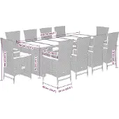 vidaXL 11-delige Tuinset met kussens poly rattan zwart
