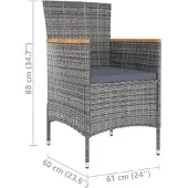 vidaXL 9-delige tuinset met kussens, grijs, van polyrotan