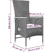 vidaXL 7-delige tuinset met kussens, grijs, polyrotan