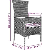 vidaXL 7-delige tuinset met kussens, grijs, polyrotan