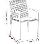vidaXL Tuinstoelen met kussens, 4 stuks, bruin, 56x59x84 cm, polyrotan
