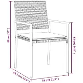 vidaXL Tuinstoelen 6 st met kussens 54x62,5x89 cm poly rattan zwart