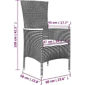 vidaXL 5-delige tuinset met kussens, grijs, polyrotan