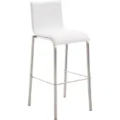 CLP Barkruk Avola, lederen zitting, plat model, E78, roestvrijstalen frame | Kleur: wit