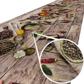 ANRO Keukenloper Speziata Specerijen Bruin 280x52cm – Antislip Gangloper Tapijtloper 3 mm Laagpolig