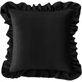Fitizzio Decoratieve kussensloop met ruche, 40x40 cm, zwart velours