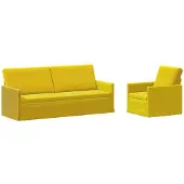 vidaXL - Bankstel - 2 - pcs - Geel - fluweel