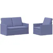 vidaXL - Bankstel - 2 - pcs - Jeans - Blauw - Stof