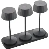 Sigor Accu-tafellamp Facetta, nachtzwart, 3-delige set, 1,3W, FlexMood, 2200/2700K, IP44, 150/135lm, Ra80, USB-C