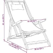 vidaXL Klapstoelen, 2 stuks, blauw-wit, met stoffen zitting en massief houten frame