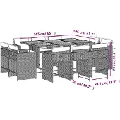 vidaXL 11-delige tuinset met kussens, beige, van polyrotan