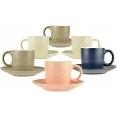 Hf Keramische Mokkenset - 6x Espresso Kopjes 130ml - Steengoed