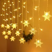 Salcar LED-lichtketting, 3 meter, LED-lichtgordijn, kerst, sneeuwvlokken, 108 LED's