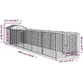vidaXL Hondenhuis met dak, antraciet, 117x609x123 cm, verzinkt staal